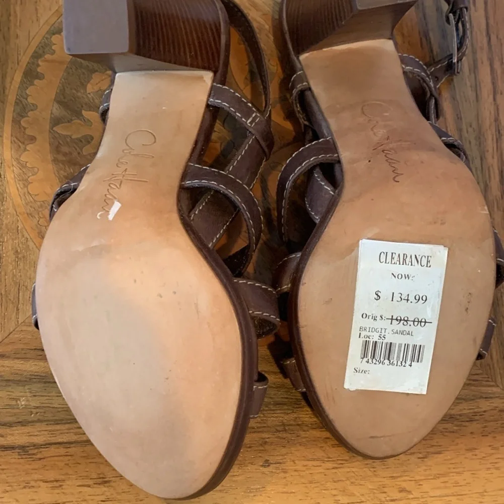 Cole Haan Brown Leather Heel Slingback Sandals Women’s Size 5 Left Shoe, 6 Right